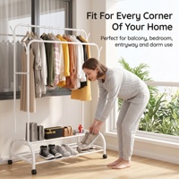 Porte-vêtements autoportant double rangée, du sol au plafond, pour chambre à coucher, séchage et rangement domestique