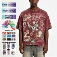 Camiseta Formal Extra Grande Personalizada para Hombre, 300 g/m², 100 % Algodón, Impresión Digital, Efecto Desgastado, Corte Regular, Estilo Urbano