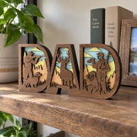 Décoration en bois découpée au laser à 4 couches avec inscription « DAD », thème chasse, pour la fête des Pères, à poser sur table ou étagère, décoration intérieure