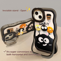 Mignon Oreille Poupée Lanière Invisible Double Titulaire Vague Bord TPU Housse de Téléphone Portable pour Iphone 12 13 14 15 16 Pro Max