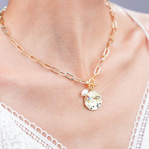 مجوهرات نسائية عتيقة عتيقة من الأحجار الطبيعية غير النظامية سلسلة ربط من التيتانيوم الصلب قلادة قلادة - Product Image 4