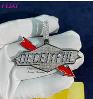 Pendentif en Moissanite Diamant en Argent Sterling 925 pour Homme, Bijou de Rappeur, Fermoir Cœur Bicolore Or Rose, Pendentif Lettre Prénom Personnalisable