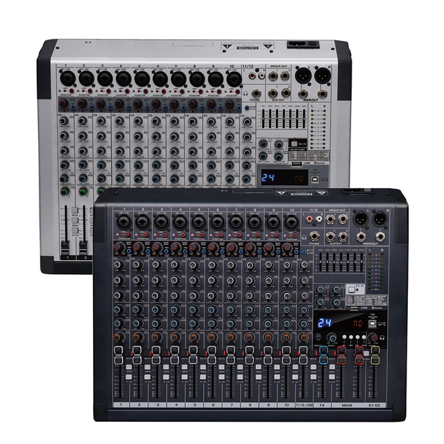 RA-12 Professional 24-Bit USB Digital Audio Mixer 12-Channel with MP3 Player Recording DJ Controller EQ Gain for Studio Stage
