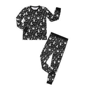 Conjunto de pijamas unisex para niños de Halloween, estampado de truco o trato, manga larga, acogedor y suave, para dormir en la noche del Carnaval - Product Image 3