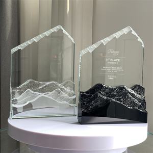 <span class=keywords><strong>ADL</strong></span> New Design Mountain Peak – trophée en verre de cristal noir et blanc avec Base en pierre pour le premier trophée - Product Image 2