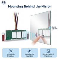 Interrupteur LED pour miroir haute sensibilité DC12V-24V 5A avec fonction anti-buée et variateur d'intensité, intégré aux haut-parleurs pour éclairage de miroir de salle de bain