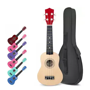 Hot Selling Beginner Instap Houten Kleurrijke 21 Inch Ukelele Sopraan Kleine Gitaar Met 4 Snaren