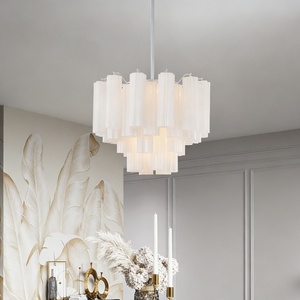 Lustre en verre soufflé personnalisé, métal, style nordique, luxe, LED, à intensité variable, CRI élevé 90, angle de faisceau de 360°, pour salon, luminaire suspendu - Product Image 4