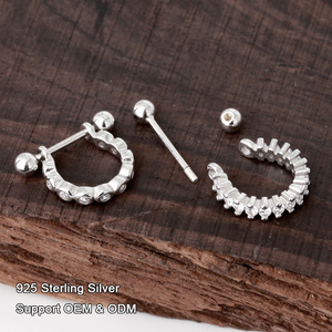 Venta al por mayor personalizado cartílago Piercing joyería segmentos con bisagras Barbell CZ pezón anillos plata esterlina 925 D forma aro pendiente - Product Image 3