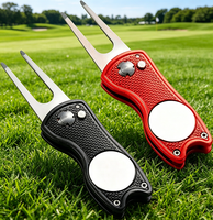 Outil de réparation de divots de golf rétractable en alliage d'aluminium et acier inoxydable, marqueur de balle magnétique, option logo personnalisé, 10 couleurs, vente en gros