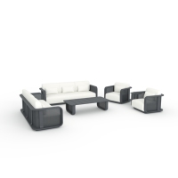 Ensemble de canapés d'extérieur modernes avec structure en aluminium, mobilier de patio, ensemble de canapés de jardin avec table basse