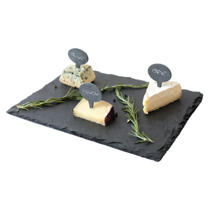 Natürliche Schiefer platte schwarz Schiefer Käse platte Serviert ablett mit Griffen
