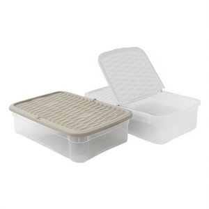 Marea PP Storage Box 570x390x145mm Transparent with Taupe Lid Kitchen <b>Bin</b> for Organizing Home Use - Product Image 1