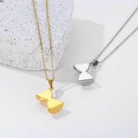 Collier pendentif sablier en acier inoxydable, chaîne à breloques argent et or pour homme, collier sablier doré, bijoux pendentif DIY