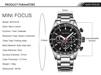 Montre chronographe pour homme, bracelet en acier argenté, cadran noir, tachymètre, affichage de la date, montre de sport et de course