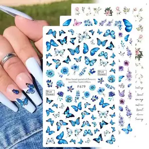 Grosir Stiker Decal Kuku Massal Gadis Membeli Bunga Kupu-kupu Air Decals Nail Art Stiker