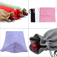 10Pc 35*15cm poche à cordon en lin, sac à vin en lin + ensemble d'étiquettes, sac à bouteille de vin, sac de dégustation à l'aveugle