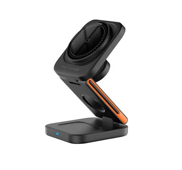 3 Foldable 15w Magnetic Wireless Charger 3 in 1 Multifunction Charging Station Holder for iPhone for apple Watch for airpods