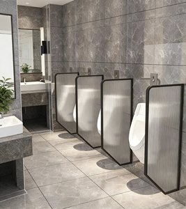 <span class=keywords><strong>Séparateur</strong></span> d'urinoir moderne en verre dépoli, écologique, avec structure en acier inoxydable et en fer pour cabine de toilettes d'hôtel et de spa - Product Image 3
