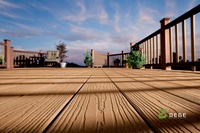 Plancher extérieur en composite bois-plastique ignifuge, anti-corrosion, résistant à l'humidité, grain de bois moderne, antidérapant pour