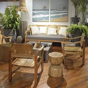 Décoration d'intérieur, tabouret rond artisanal en bois recyclé, design à bulles, style rustique naturel, table d'appoint pour salon - Product Image 3