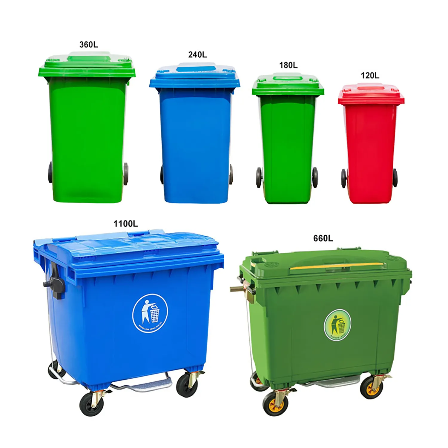 Herstellung 660L 1100L Pedal Abfall behälter Abfall behälter Mülleimer Mülleimer großer Kunststoff Mülleimer mit Deckel rädern