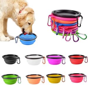 Hot Selling Custom Outdoor Silicone <b>Collapsible</b> Pet Bowl 2-in-1 Foldable Cat Food <b>Water</b> Bowl Feeding Folding Dog <b>Water</b> Bowl - Product Image 5