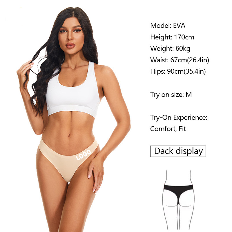 Custom logo Women's Quick-drying Breathable Yoga Thong Solid Color No-Show Ice Silk Fitness Underwear