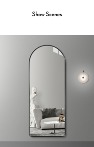Espejo con marco de aleación de aluminio, espejo dorado arqueado cepillado, espejo de pared grande personalizado, espejo de pared arqueado moderno - Product Image 4
