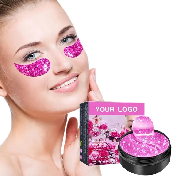 Masque anti-fatigue visuelle personnalisé pour le soulagement du sommeil en gel cristal de collagène hydratant rose pour les yeux