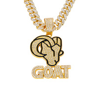 Pendentif unisexe en pierre naturelle style européen et américain, motif chèvre, plaqué or, pour rappeur, hip-hop, punk, mode, breloques