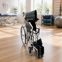 Fauteuil roulant manuel pliable léger, cadre en acier aviation A3, revêtement antirouille, roues en PU, système de freinage double, repose-pieds réglable