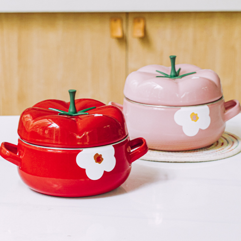M-cooker Милая Цветочная миска с тыквой, чугунная кастрюля для томатов, мини эмалированный горшок для выпечки