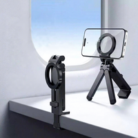 Support de téléphone portable magnétique rotatif et portable, avec pince de bureau et trépied, idéal pour les voyages et toutes les marques de téléphones