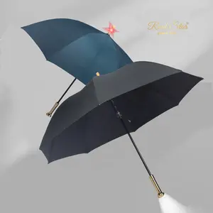 리얼 스타 고품질 고급 선물 스페셜 뉴 골프 우산 스트레이트 롱 지팡이 LED 우산