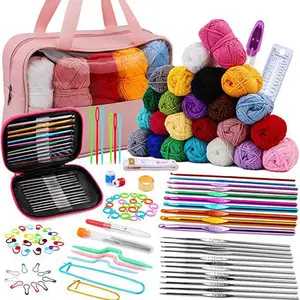 127-piece Beginners Knitting Tool Needle Accessories Yarn Set Crochet Hook Suit Hand Sewing Knitting Material Storage Bag Kit