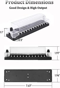 12 Way 12/24VDC Blade Fuse Block with Negative <strong>Bus</strong> Waterproof Protection Cover <strong>Sticker</strong> for Autos-12 Fuses &amp; Fuseholders - Product Image 2