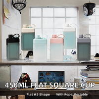 Offre Spéciale – Bouteille d'eau carrée portable en plastique de 450 ml, personnalisable, à boire directement, idéale pour les voyages et les activités de plein air