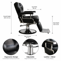 Fauteuil de Salon de Coiffure et Esthétique Tendance, Réglable en Hauteur, Luxe Léger, Rotatif, en Métal, Inclinable à Plat