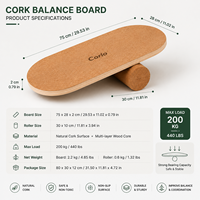 Planche d'équilibre en bois pour enfants et adultes, planche d'entraînement à l'équilibre, noyau en bois naturel, entraîneur de stabilité pour l'entraînement à domicile