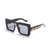 Lunettes de soleil carrées rétro Kenbo de luxe avec strass, style punk, surdimensionnées, décor géométrique en diamant, lunettes pour femmes et hommes, style hip-hop, protection UV400