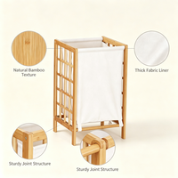 Panier à linge en bambou avec doublure, grand format, pour vêtements sales, chariot de rangement pour buanderie - Offre Spéciale
