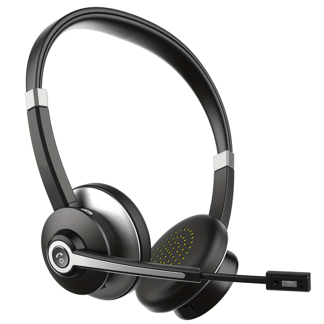 Professional Wireless Headset with ENC Noise Cancelling for Office Teams and Online Meetings, Long Battery Life Included