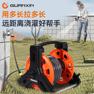 Enrouleur de tuyau portable sur roulettes, en plastique orange, support de rangement manuel pour tuyau d'eau, pour jardin et lavage de voiture - Product Image 5
