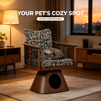 Fauteuil multifonctionnel pour animaux de compagnie, niche cachée pour chat, maison pour chien et chat en bois massif, coussin en peluche, gain de place, amovible et lavable