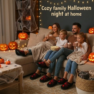 Pantuflas Cálidas de Invierno para el Hogar, de Felpa, con Diseño de Calavera/Calabaza de Dibujos Animados, Antideslizantes, Bordadas, para Halloween, para Hombres y Mujeres - Product Image 5