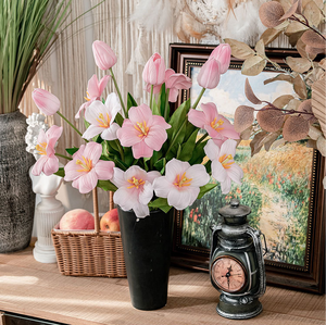 Nhà Nhân Tạo Hoa Thiên Niên Kỷ Giấc Mơ Nụ Cười Hoa Tulip Ins Phong Cách Mô Phỏng Hoa Trang Trí Đám Cưới Bán Buôn Tulip - Product Image 2