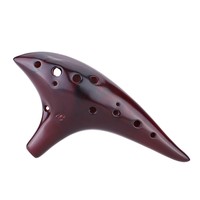 12 Holes Ceramic Ocarina Flute Alto C Smoked Burn Submarine Style Musical Instrument with Music Score for Music Lover and Beginn