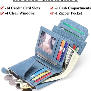 Boshiho Factory Wholesale New Luxury RFID Long <b>Ladies</b> Card Holder <b>Wallets</b> Leather Purse Custom Zipper <b>Wallet</b> Women - Product Image 3