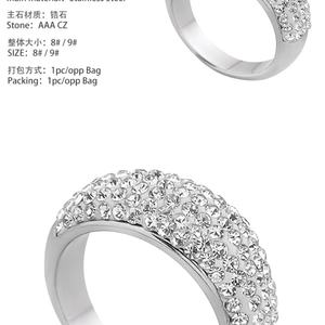 Anillo de Acero Inoxidable para Mujer con Cristales de Circonia Cúbica, Anillo de Compromiso y Boda Elegante para Damas - Product Image 5